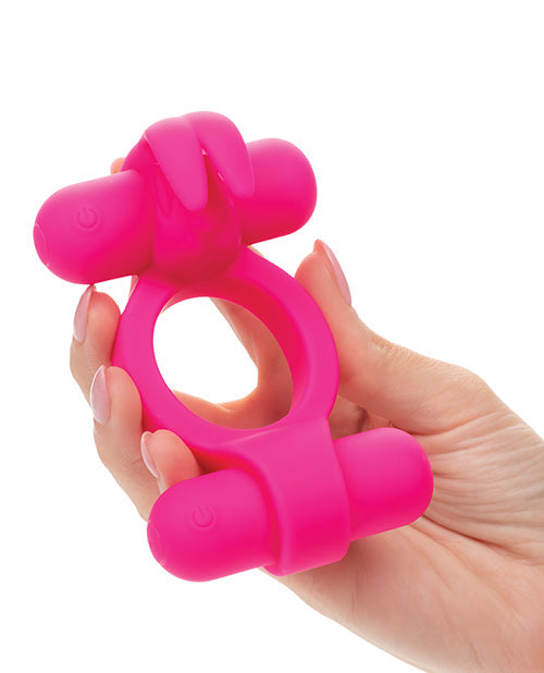 Couple's Enhancer Silicone Rechargeable Rockin' Rabbit Enhancer - Fuchsia