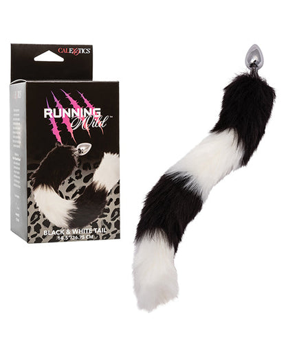 Running Wild Black & White Tail Metallic Anal Probe