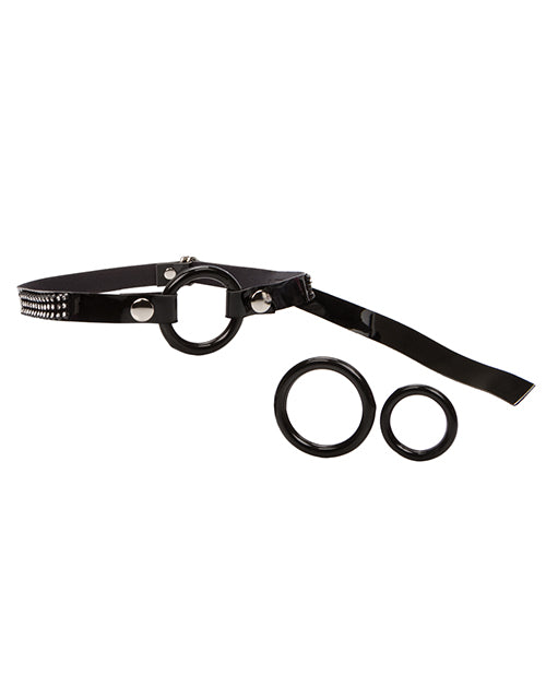 Bound by Diamonds Open Ring Gag - Black