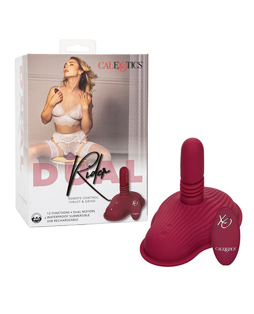 Dual Rider Remote Control Vibrator | Grinding Thrusting Vibrator | Red 12x Ribbed Best Vibrator for Women