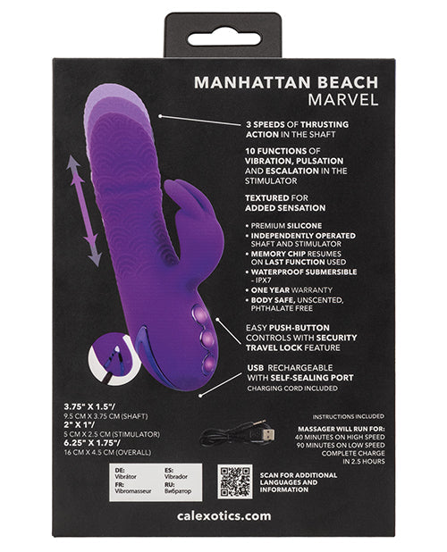 California Dreaming Thrusting Dildo | Manhattan Beach Marvel Dual Stimulation Purple Vibrator