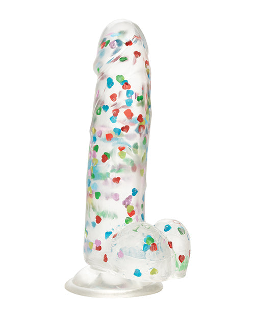 Naughty Bits Large Dildo | I Love Dick Suction Cup Dildo | Heart Filled Multicolor Big Dildo