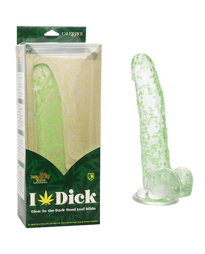 Naughty Bits Large Dildo | Glow In The Dark Big Dildo | Weed Leaf Suction Cup Dildo