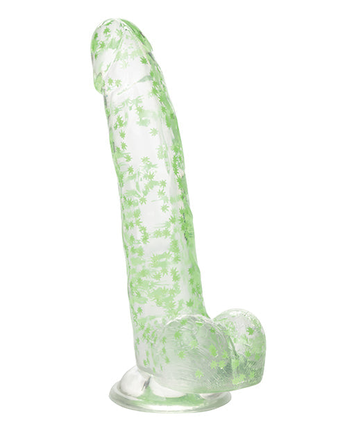 Naughty Bits Large Dildo | Glow In The Dark Big Dildo | Weed Leaf Suction Cup Dildo