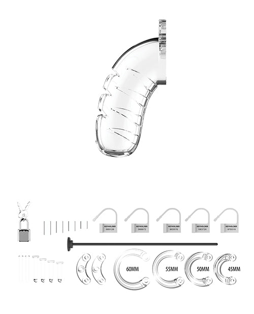 Shots Man Cage 4.5" w/Silicone Urethral Sounding - Clear