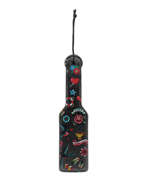 Shots Ouch Old School Tattoo Style Printed Paddle - Black