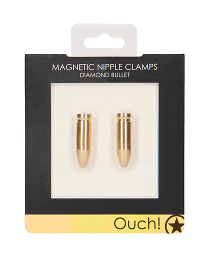 Shots Ouch Bullet Magnetic Nipple Clamps - Gold