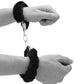 Shots Ouch Black & White Beginner's Furry Hand Cuffs - Black