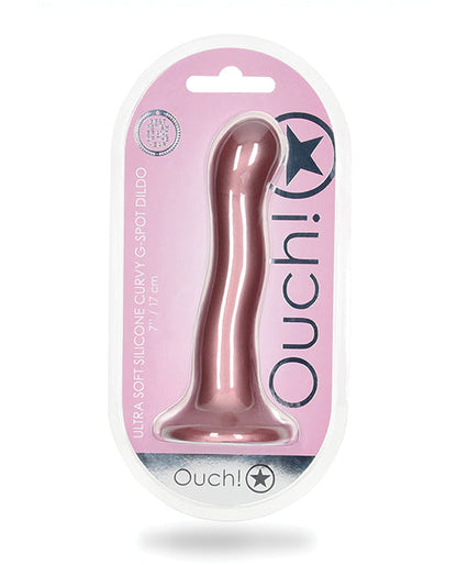 Shots Ouch 7" Big Dildo | Curvy G-Spot Realistic Dildo | Rose Gold Suction Cup Dildo