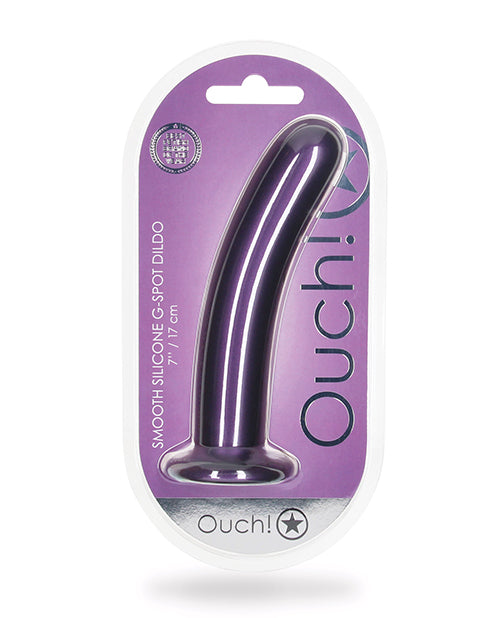 Shots Ouch 7" Big Dildo | Smooth G-Spot Realistic Dildo | Metallic Purple Suction Cup Dildo