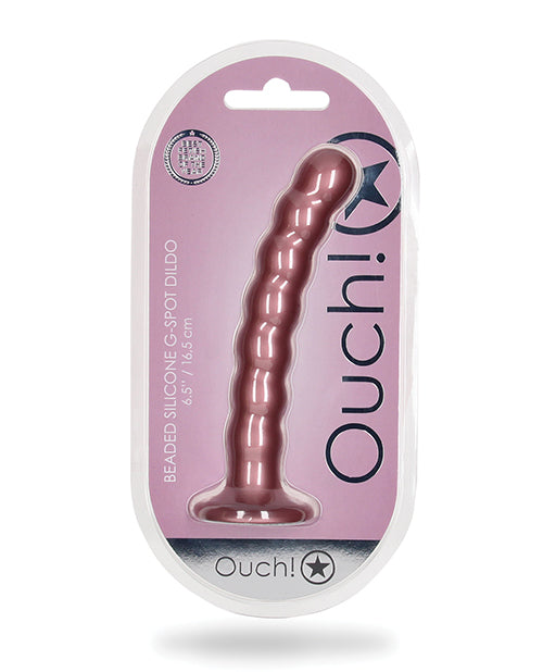 Shots Ouch 6.5" Big Dildo | Beaded G-Spot Large Dildo | Rose Gold Suction Cup Dildo