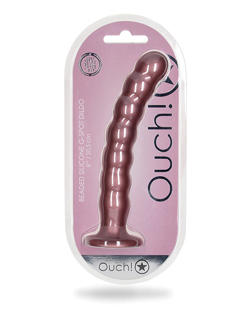 Shots Ouch 8" Big Dildo | Beaded G-Spot Realistic Dildo | Rose Gold Suction Cup Dildo