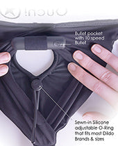 Shots Ouch Vibrating Strap On Thong w/Adjustable Garters - Black M/L