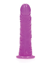 Shots RealRock 6" Big Dildo | Slim Neon Purple Realistic Dildo | Glow in the Dark Suction Cup Dildo