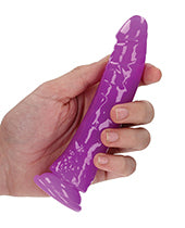 Shots RealRock 6" Big Dildo | Slim Neon Purple Realistic Dildo | Glow in the Dark Suction Cup Dildo