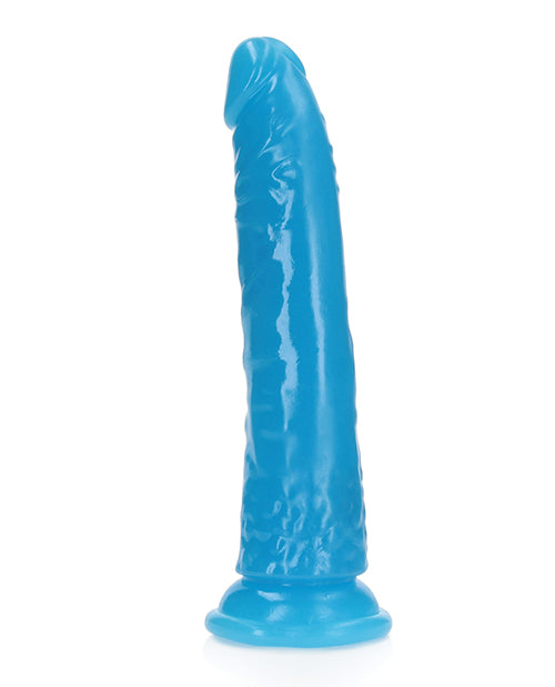 Shots RealRock 7" Big Dildo | Slim Blue Realistic Dildo | Glow in the Dark Suction Cup Dildo