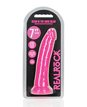 Shots RealRock 7" Big Dildo | Slim Pink Realistic Dildo | Glow in the Dark Suction Cup Dildo