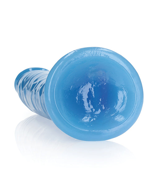 Shots RealRock 9" Big Dildo | Slim Neon Blue Anal Dildo | Glow in the Dark Suction Cup Dildo