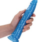 Shots RealRock 9" Big Dildo | Slim Neon Blue Anal Dildo | Glow in the Dark Suction Cup Dildo