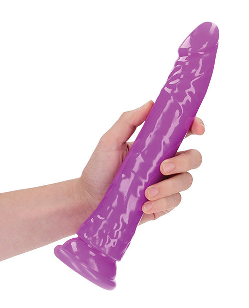 Shots 10" Big Dildo | Slim Glow in the Dark Realistic Dildo | Neon Purple Suction Cup Dildo