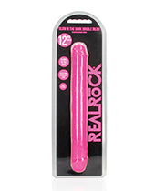 Shots RealRock 12" Big Dildo | Double Sided Dildo | Glow in the Dark Neon Pink Dildo