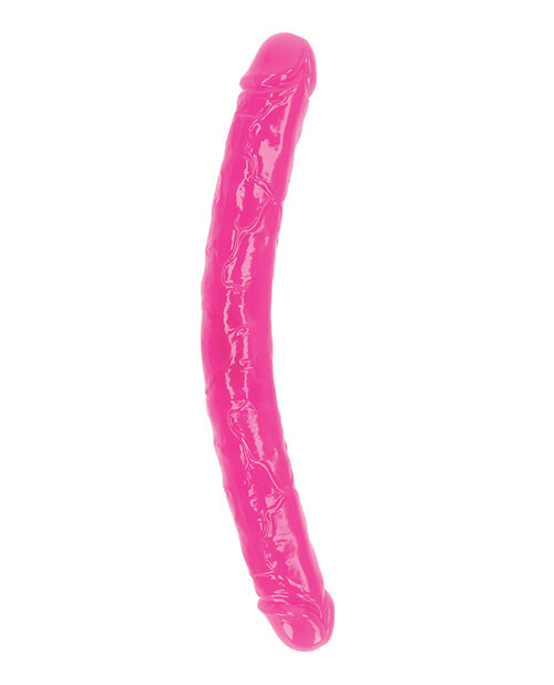 Shots RealRock 15" Big Dildo | Neon Pink Giant Dildo | Glow in the Dark Double Sided Dildo