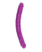 Shots RealRock 15" Big Dildo | Neon Purple Double Dildo | Glow in the Dark Suction Cup Dildo