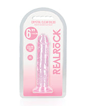 Shots RealRock Large Dildo | Crystal Clear 6" Big Dildo | Suction Cup Dildo | Pink Dildo