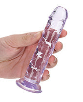 Shots RealRock Large Dildo | Crystal Clear 6" Big Dildo | Straight Purple Suction Cup Dildo