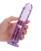 Shots RealRock Anal Dildo | Crystal Clear 7" Big Dildo | Straight Purple Suction Cup Dildo