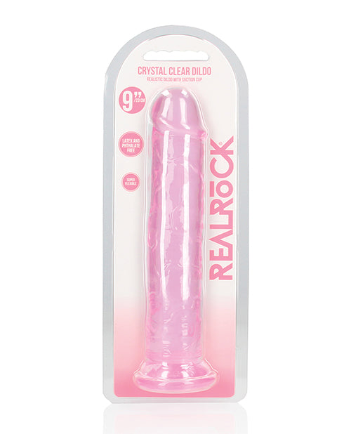 Shots RealRock Realistic Dildo | Clear 9" Big Dildo | Straight Pink Dildo | Suction Cup Dildo