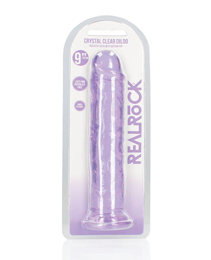 Shots RealRock Anal Dildo | Crystal Clear 9" Big Dildo | Straight Purple Suction Cup Dildo