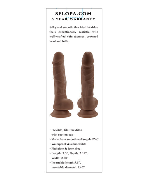 Selopa 6" Big Dildo | Lifelike Realistic Dildo | Dark Suction Cup Dildo with Balls