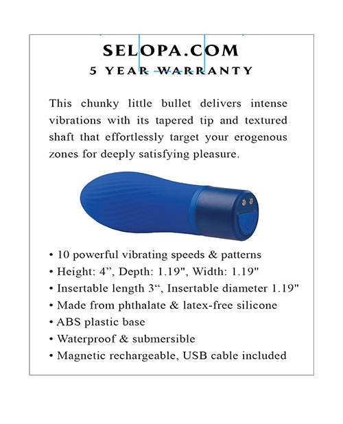 Selopa Bullet Vibrator | Cobalt Cutie Small Vibrator | Blue Tapered Tip | Textured Shaft | Best Vibrator for Women