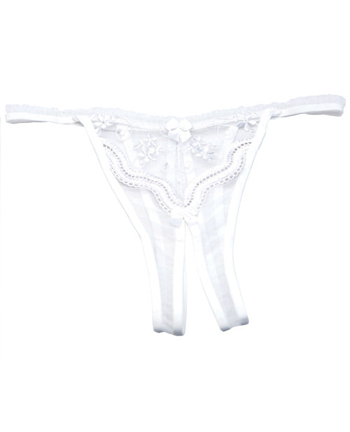 Scalloped Embroidery Crotchless Panty White O/S