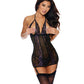 Lace & Mesh Peek a Boo Chemise w/Gar