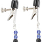 Spartacus Adjustable Broad Tip Blue Beaded Nipple Clamps