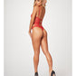 Fishnet Strappy High Cut Leg Teddy Red LG