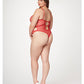 Fishnet Strappy High Cut Leg Teddy Red 1X/2X