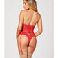 Valentines Heart Embroidered Mesh Bustier & Panty Red MD