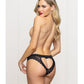 Lace Panty w/Heart Cut Out Back & Pearl Chain Detail - Black LG