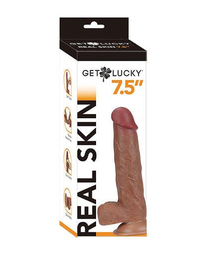 Get Lucky Large Dildo | 7.5" Big Dildo | Real Skin Realistic Dildo | Light Brown Suction Cup Dildo