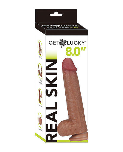 Get Lucky Large Dildo | 8.0" Big Dildo | Real Skin Realistic Dildo | Light Brown Suction Cup Dildo