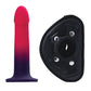 VeDO Duo Silicone Dildo w/Harness - Pink/Purple