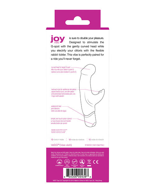 VeDO Joy Mini Rabbit Vibrator | Hot in Bed Pink G Spot Vibrator | Waterproof Clit Vibrator | Best Vibrator for Women