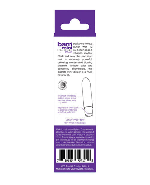 VeDO Bam Mini Rechargeable Bullet Vibe - Into You Indigo