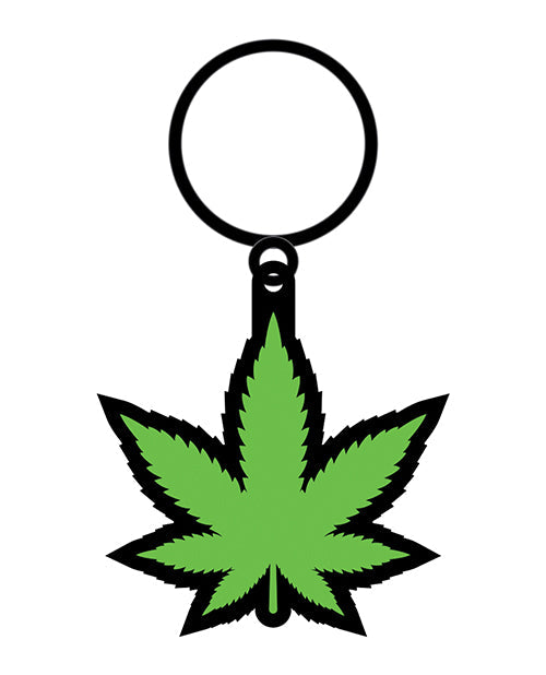 Wood Rocket Weed Pot Leaf Keychain - Green