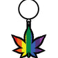 Wood Rocket Rainbow Leaf Keychain - Rainbow