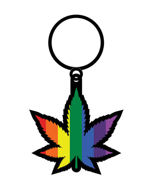 Wood Rocket Rainbow Leaf Keychain - Rainbow