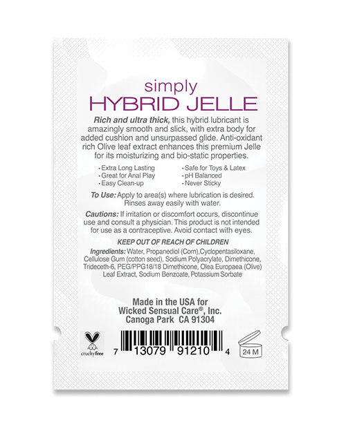 Wicked Sensual Care Simply Hybrid Jelle Lubricant - .1 oz